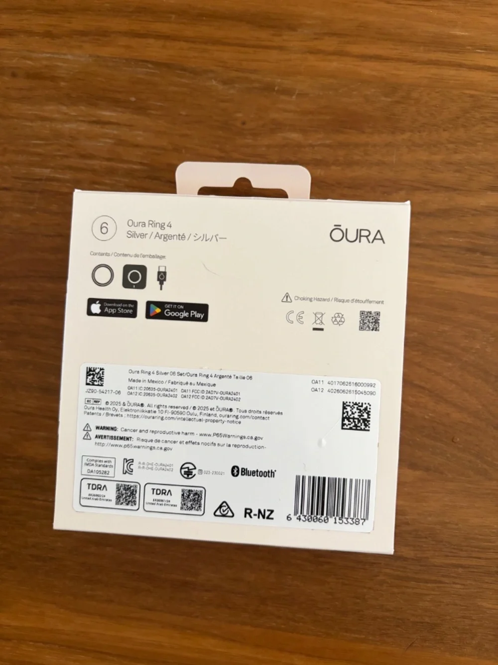 Oura Ring 4, Silver, Size 6